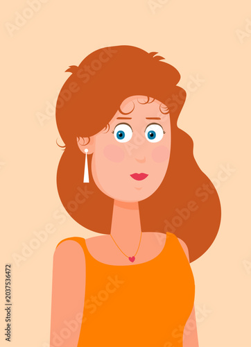 Young woman. Vector flat style cartoon illustration