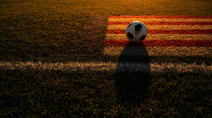 Soccer Ball on Grass Field with American Flag Pattern