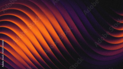Принти на полотні Futuristic Orange Neon Waves Abstract Background with Grainy Noise Texture