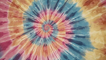 Artistic tie dye spiral design combining vivid colors and retro 1960s influences