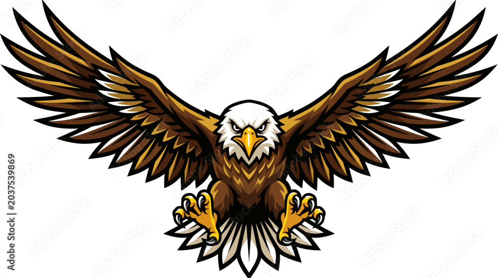 Fototapeta premium Aggressive bald eagle mascot vector illustration