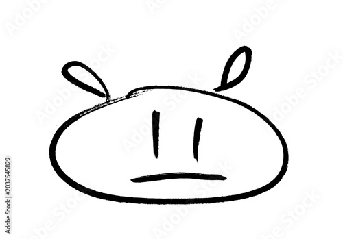 Cuadro en lienzo vector illustration of a frowning face drawn by hand