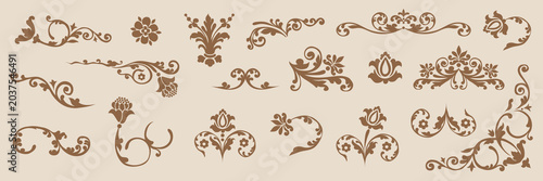 Bild auf Leinwand Set of elements in the Russian Slavic style for book design