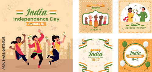Bilde på lerret India Independence Day celebration graphics.
