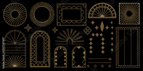 Foto Gold Art Deco Frames And Geometric Shapes Vector Illustration