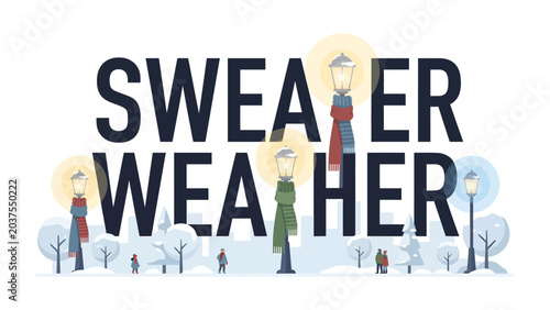 Fotografie Sweater Weather Wonderland: A charming graphic illustration depicting the cozy essence of sweater weather