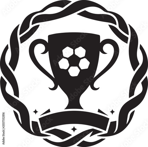 Fotografi Vintage trophy inside ornate laurel wreath emblem