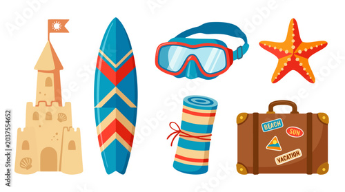 Canvas Print Summer holidays and beach vacation icon set vector illustration