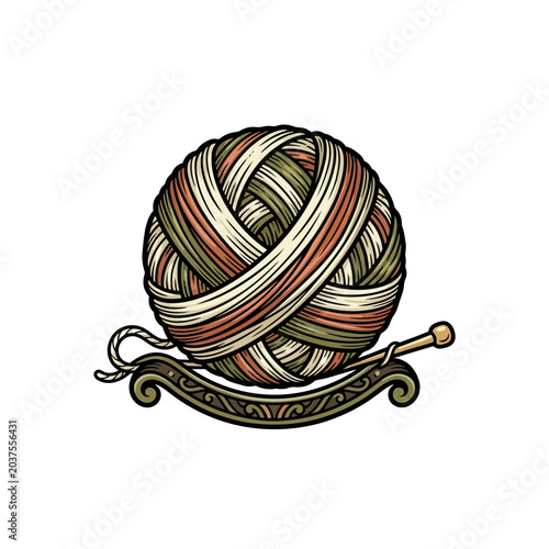 Yarn ball logo illustration