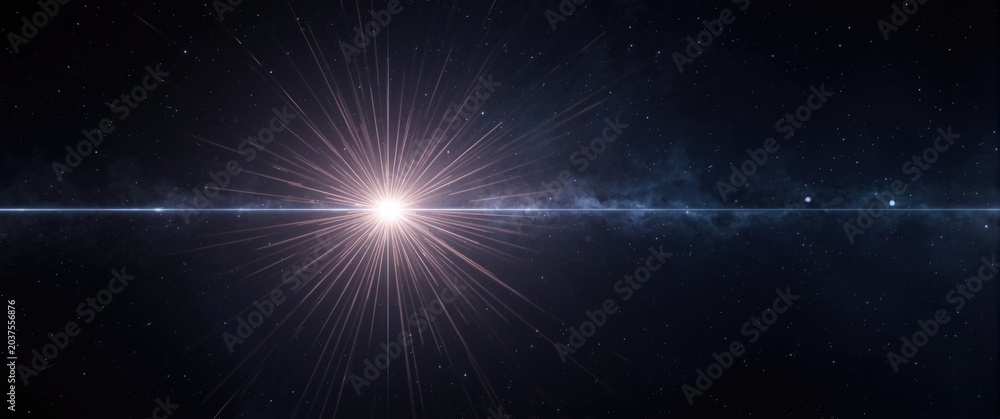 Obraz premium Abstract space scene featuring a radiant spherical energy source and artificial intelligence gamma ray burst