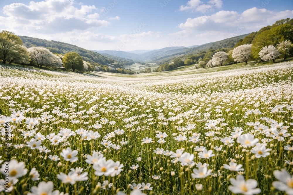 Obraz premium Vast floral landscape covered in delicate white petals