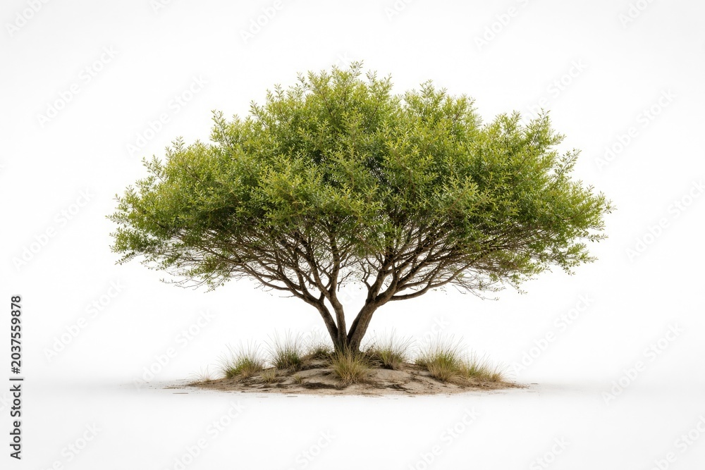 Obraz premium Standalone brush tree featured on a stark white background