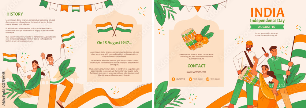 Naklejka premium Vibrant India Independence Day Celebration Illustration.