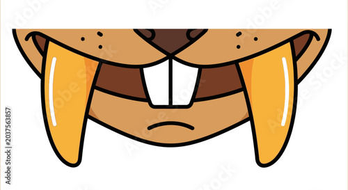 Obraz na płótnie Cartoon Walrus Tusks and Teeth Close-up