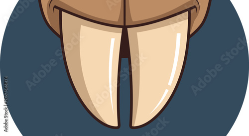 Foto Cartoon Beaver Teeth Close-up - Cute Animal Character Illustration