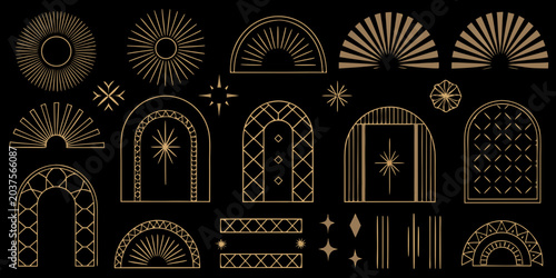 Fotografie Gold Art Deco Frames And Geometric Elements Vector Illustration