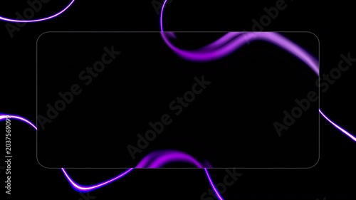 Dark Cyber Purple Glassmorphism UI Layout 4K Seamless Loop, Neon Glowing Lines Tech Presentation Template, Futuristic Security Gaming Text Holder Backdrop