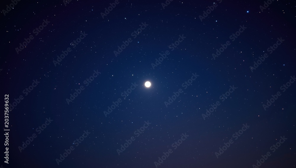 Obraz premium Clear sky at night featuring a glowing moon and countless stars