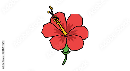 A colorful vector illustration of a red hibiscus flower.