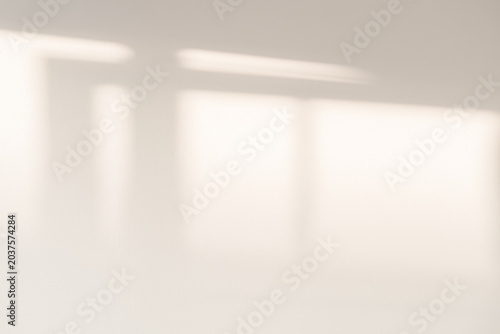 Minimal beige wall background with soft window light and shadow overlay on textured surface. Elegant neutral backdrop for interior, branding, wellness, luxury and modern design projects.