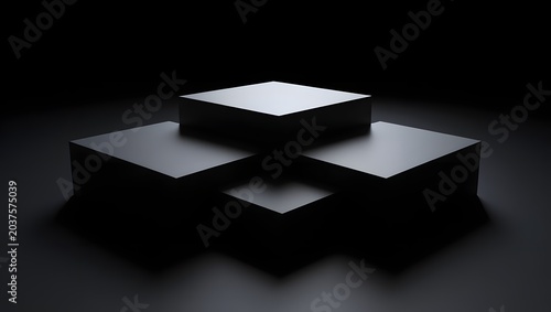 Minimalist Dark Abstract 3D Square Podium for Product Presentation