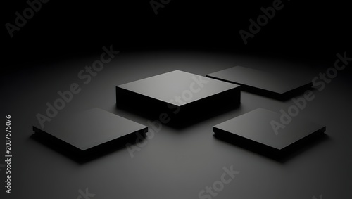 Premium Minimalist Black Pedestals for Product Display Podium Mockup