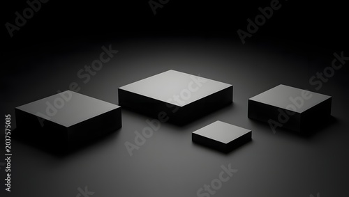 Minimalist Black 3D Podium Display for Product Presentation