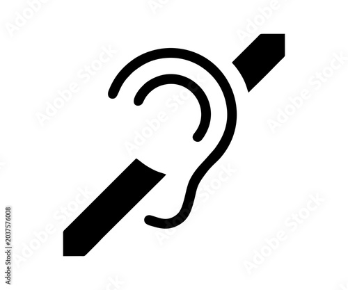 ISO 7001 AC 007 Accessibility, hard of hearing icon, Universal access icon, Deafness icon, hard of hearing icon,audible icon, deaf icon, ear icon, hearing illustration on transparent background. 


