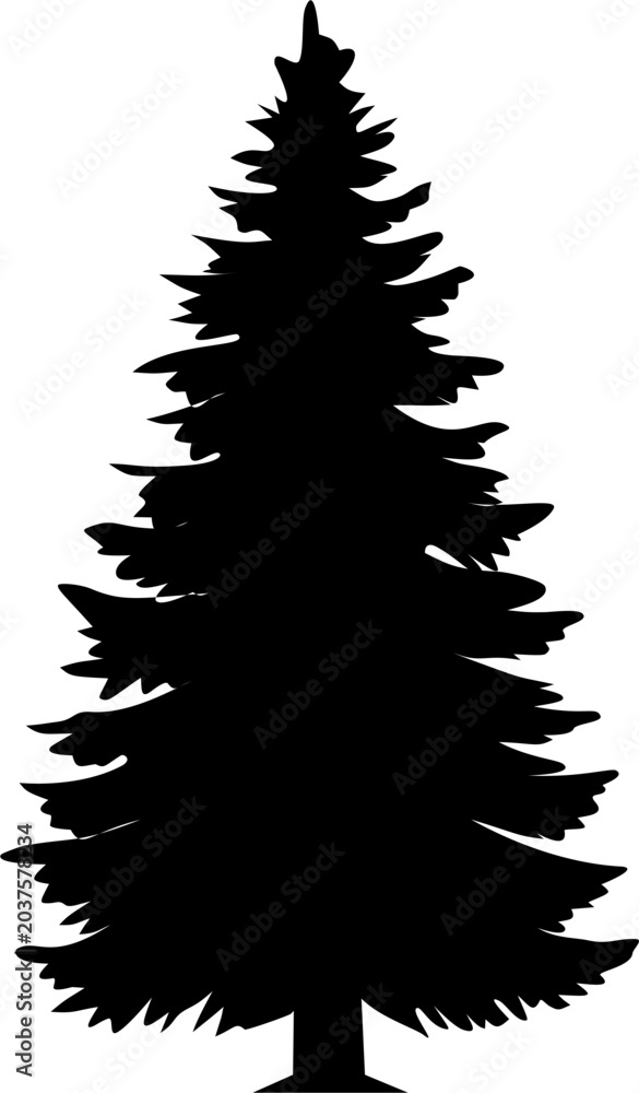 Obraz premium Evergreen Silhouette: Pine Tree Vector Illustration