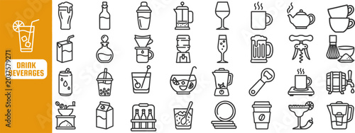 Fotografía Coffee and Hot Drink outline icon set