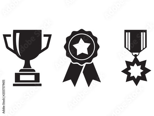 Set of award icons isolated on white background