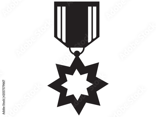 Black silhouette icon of a medal with a star