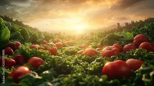 Fresh and Vibrant Footage of Tomato Strawberry Vegetable Farms