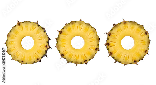 Fresh pineapple slices on png background