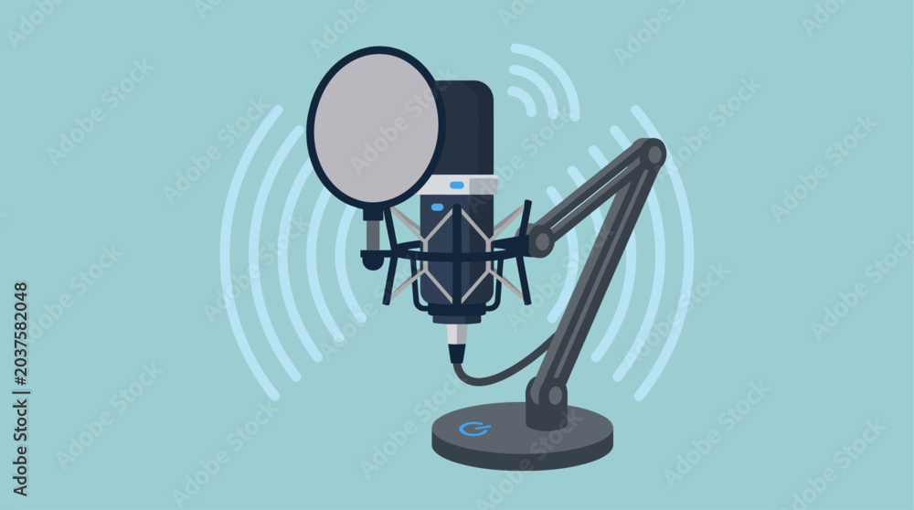 Photos Professional studio microphone on stand.