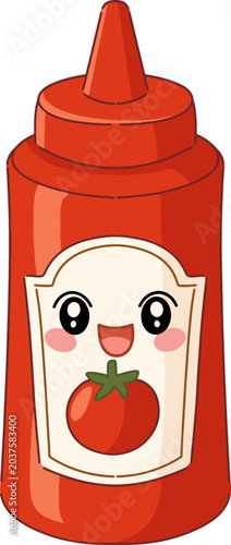Cute Ketchup Bottle Character