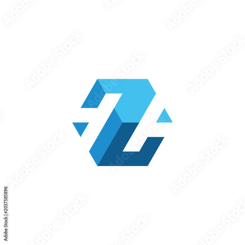3D Hexagonal Logo Design Featuring a Stylized Blue Letter Z