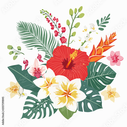 Tropical Floral Arrangement with Hibiscus and Plumeria