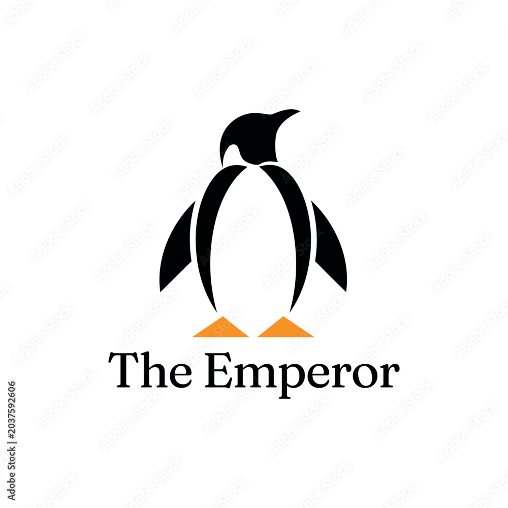 Obraz premium Minimal Emperor Penguin Vector Logo in Modern Black and White Style