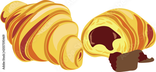Фотография Croissant with crispy crust and chocolate cream illustration