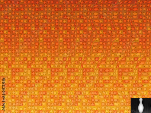 Billede på lærred Stereogram pattern featuring bowling pin illusion in orange tones