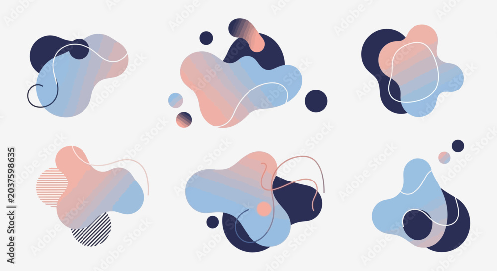 Obraz premium Abstract gradient blobs with lines and circles