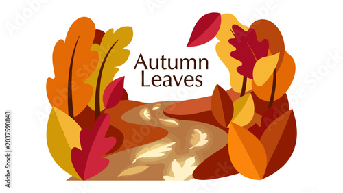 Tableau sur toile Autumn Leaves Pathway: A scenic pathway winding through a vibrant forest, adorned with the rich hues of autumn leaves, beckons exploration on a crisp fall day