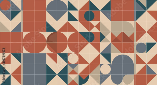 Geometric Pattern Design: Retro Circles, Triangles, Squares, and Shapes