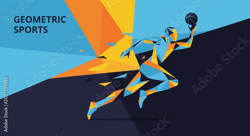 Geometric Basketball Player Graphic Art