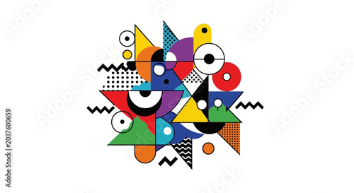 Abstract Geometric Shapes and Patterns, Memphis Style