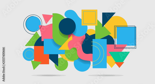 Abstract Geometric Shapes Collage - Colorful Modern Design