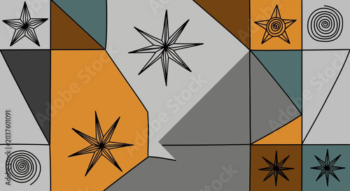 Geometric Star Pattern, Retro Mid Century Modern Design