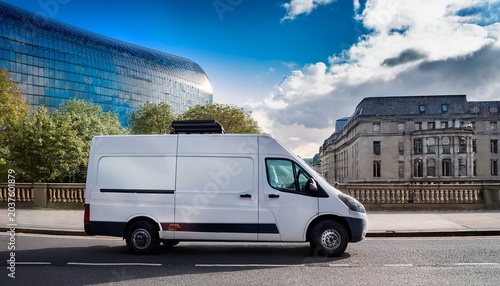 outside broadcast mainstream white van media vehicle broadcasting for a television news channel in london england uk global communication stock photo image