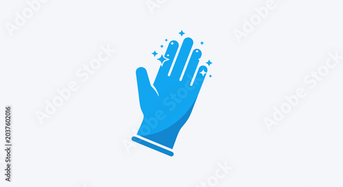 Tableau sur toile Clean blue glove with sparkles, hygiene and protection concept, vector icon